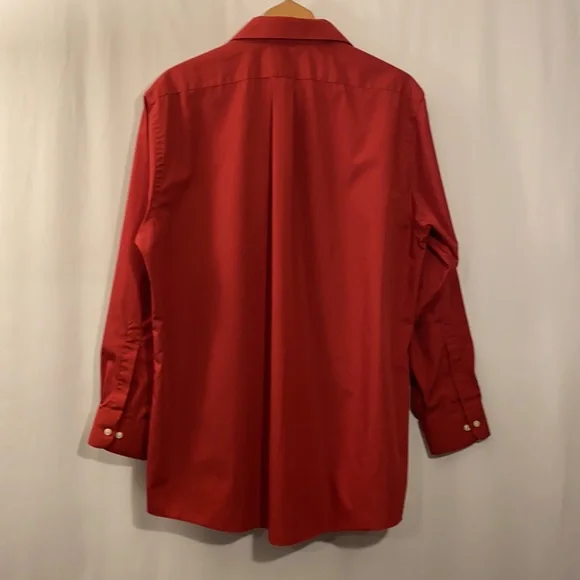 Van Heusen Men’s Long Sleeve Button Down Dress Shirt Large 16 1/2 Red - Picture 2 of 5